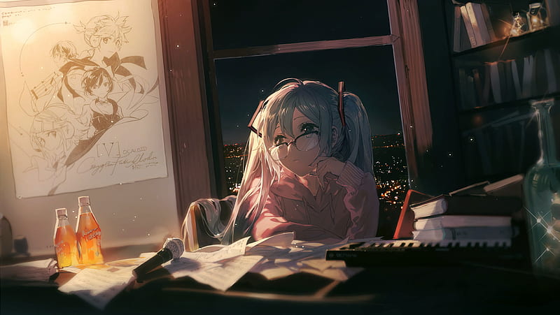 Lofi Anime, Chill Out, Anime Girls, Night • For You, Anime Girl Studying, HD wallpaper
