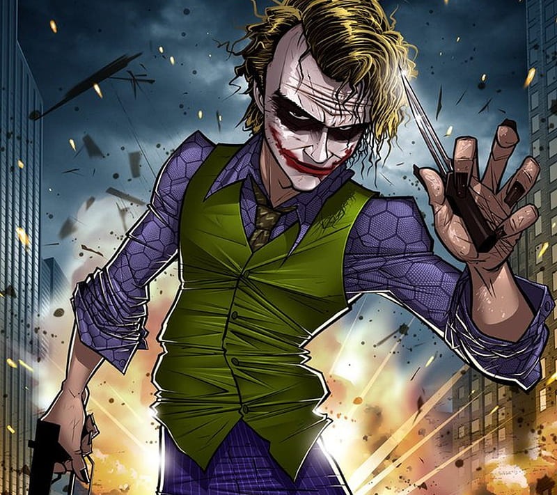 Joker, cartoon, comics, dc, drawn, hollywood, marvel, superhero, HD wallpaper