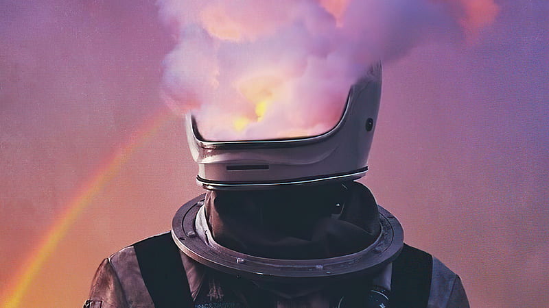 Astronaut Face Smoke Helmet , astronaut, artist, artwork, digital-art, smoke, HD wallpaper