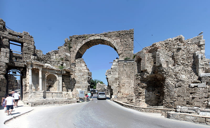Side (eski şehir), architecture, rocks, trip, medieval city, Manavgat, Turkey, Side, HD wallpaper