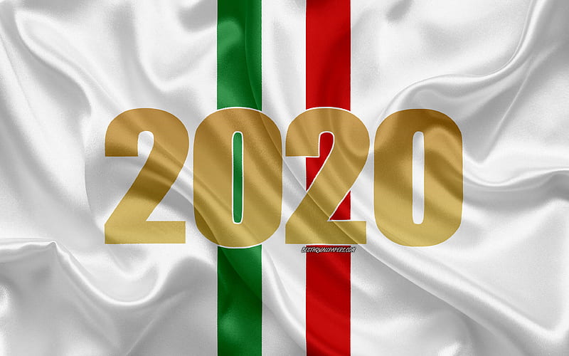 Happy New Year 2020, Italy, 2020 Italy, New Year 2020, 2020 concepts, Italy flag, silk texture, white flag, Italian flag, HD wallpaper