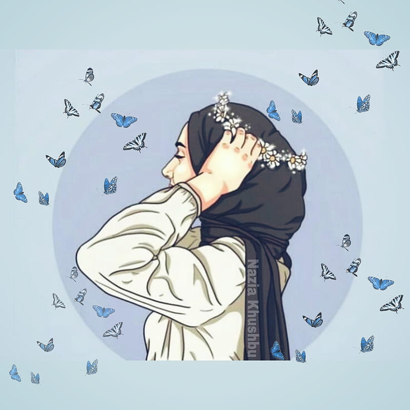 Hijabi girl, love, preety, muslimah, cute, pie, anime, nice, flower, HD  phone wallpaper