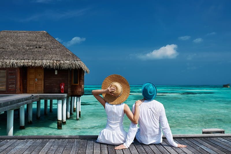 Maldives honeymoon, Pair, Couple, Love, Romance, Paradise, HD wallpaper