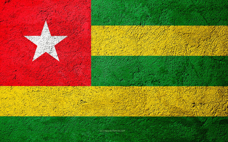 Flag of Togo, concrete texture, stone background, Togo flag, Africa, Togo, flags on stone, HD wallpaper