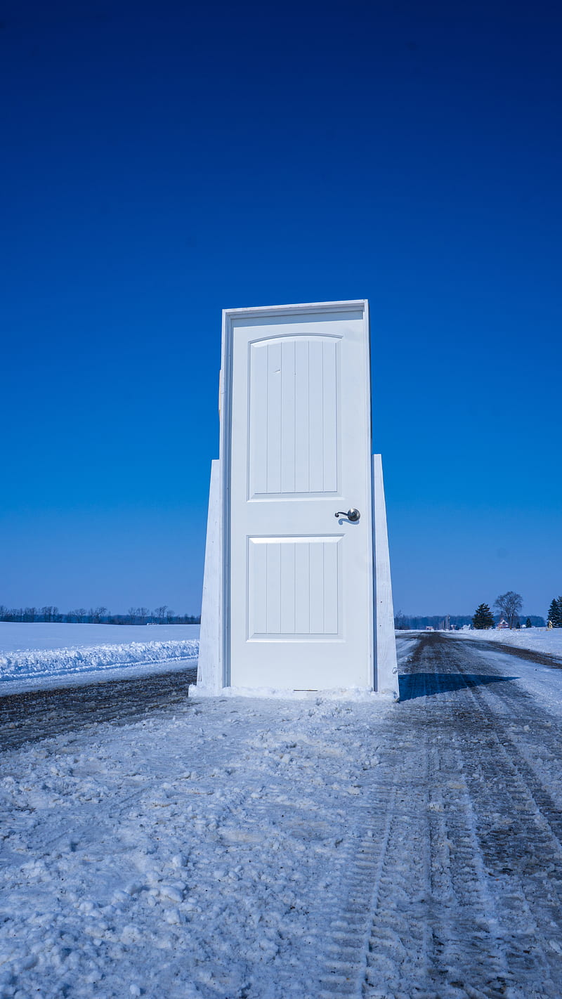 White wooden door near body of water during daytime, HD phone wallpaper