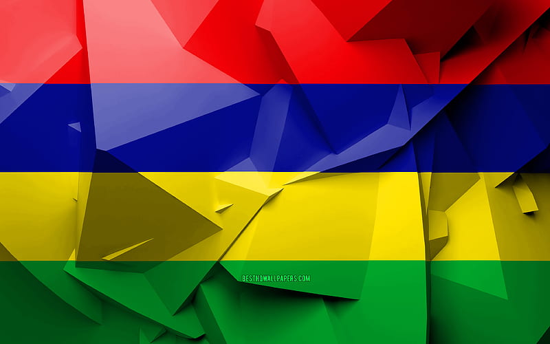 Flag of Mauritius, geometric art, African countries, Mauritius flag, creative, Mauritius, Africa, Mauritius 3D flag, national symbols, HD wallpaper