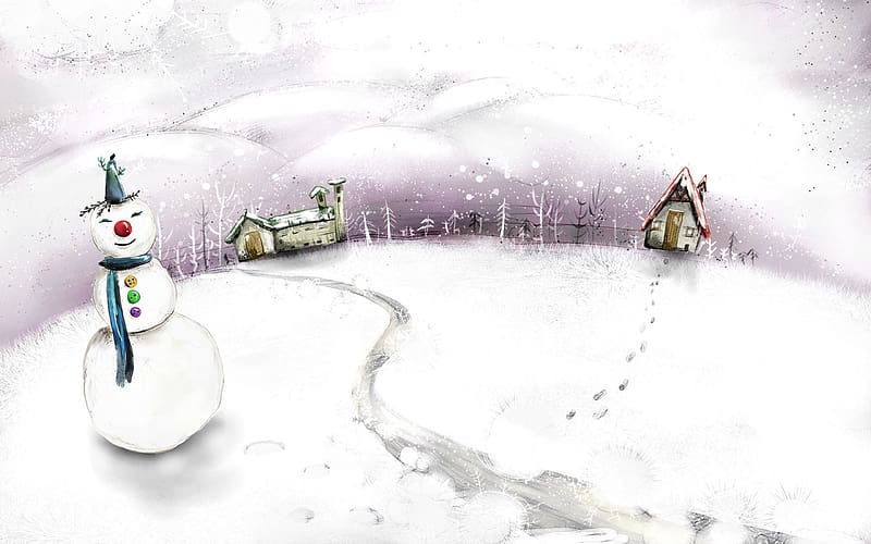Snowman, Artistic, HD wallpaper