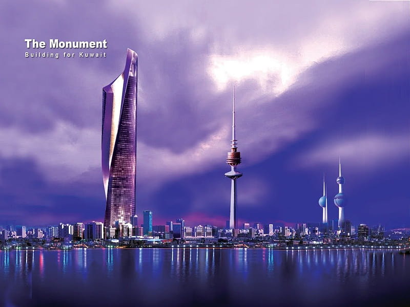 Future Kuwait, architecture, modern, kuwait, middle east, skyline, dubai, skyscrapers, HD wallpaper