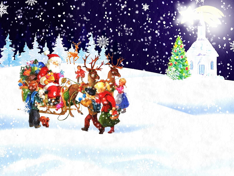 Santa, Christmas Eve, Christmas, Santa Clause, Merry Christmas, HD wallpaper