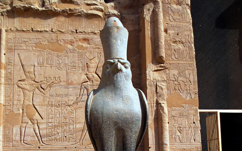Temple of Edfu ~ Egypt, Temple, Egypt, Stone, Ancient, Statue, HD wallpaper