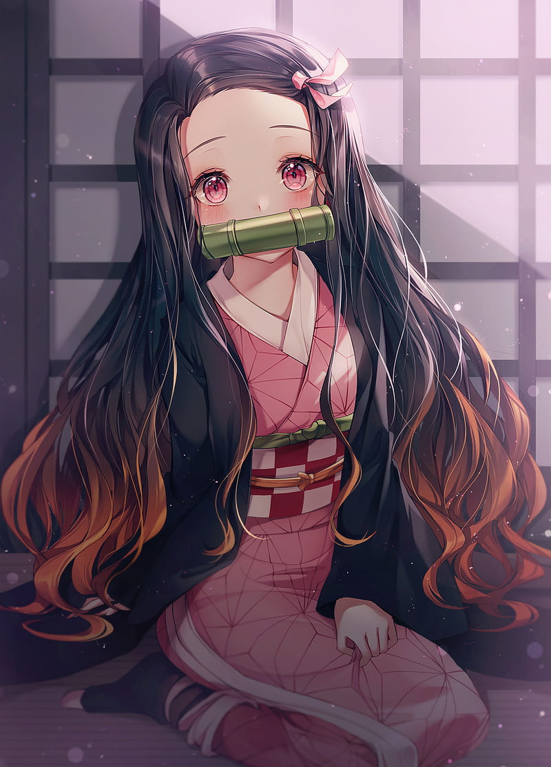 anime, anime girls, digital art, artwork, 2D, portrait display, vertical, Kimetsu no Yaiba, Kamado Nezuko, HD phone wallpaper