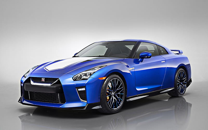 2020, Nissan GT-R, 50th Anniversary, front view, exterior, new blue, blue sports coupe, Japanese sports cars, Nissan, HD wallpaper