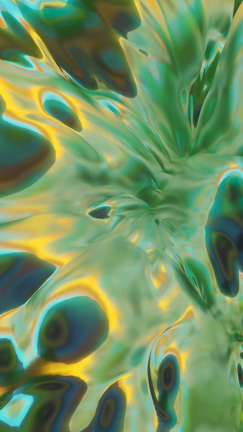 Glass Bubbles 4, 3D, Alastair, abstract, blue, glossy, green, minimal, pastel, reflection, smooth, soft, texture, vibrant, yellow, HD phone wallpaper