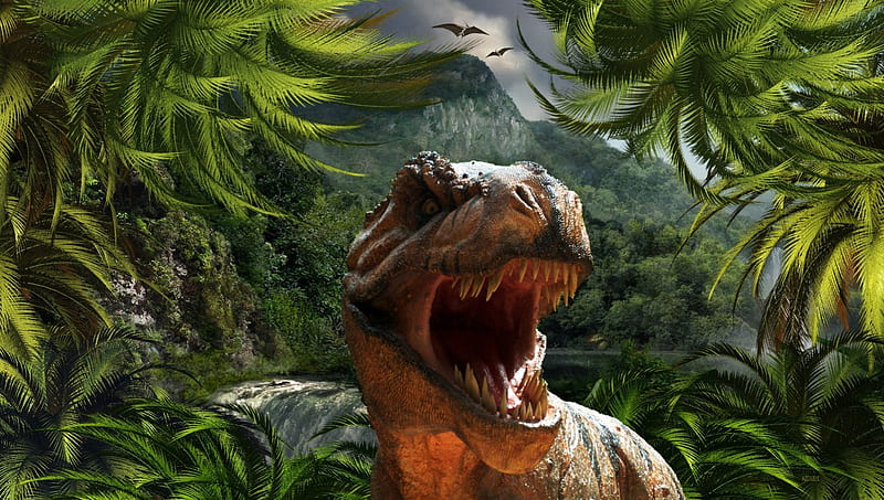 Jurassic Park, jungle, t rex, dinosaur, HD wallpaper