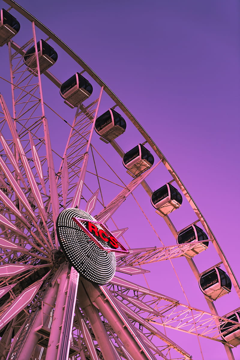 amusement park, ferris wheel, sky, City, HD phone wallpaper