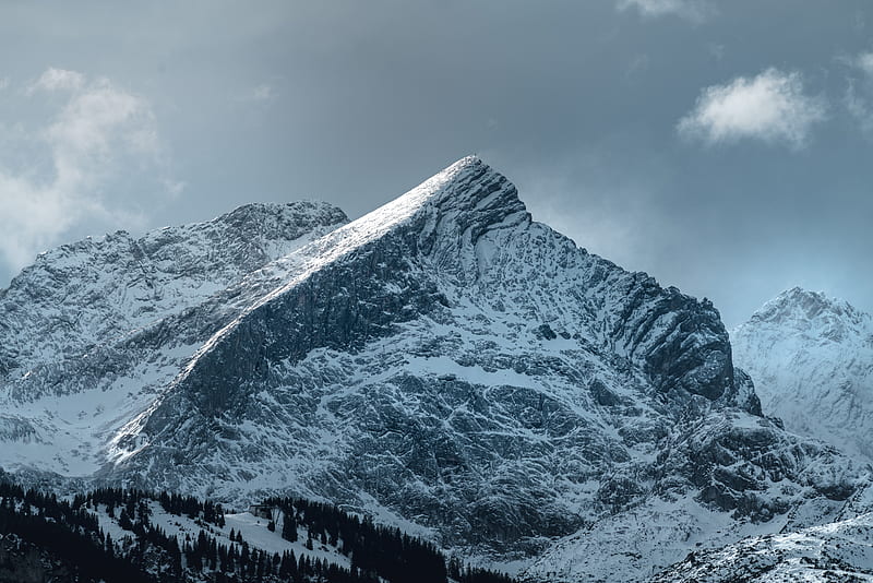 mountain, peak, snowy, slope, landscape, HD wallpaper