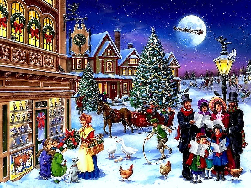 ★12 Days of Christmas★, holidays, children, attractions in dreams, bonito, xmas and new year, weird things people wears, greetings, horse carriages, paintings, people, choir, moons, lovely, christmas, love four seasons, christmas trees, winter, snow, celebrations, HD wallpaper