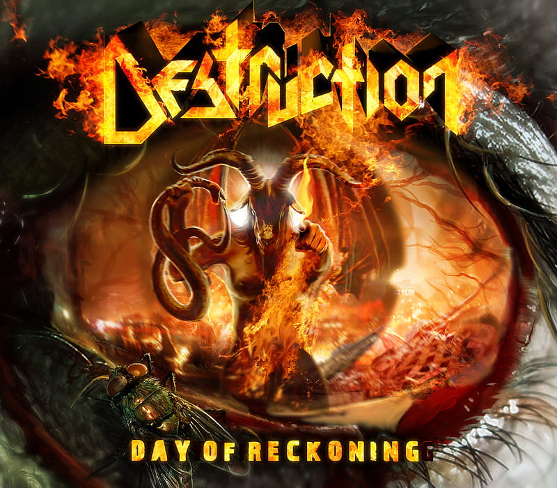Destruction - Day of Reckoning, german, destruction, germany, music, eye, band, evil, fire, metal, demon, logo, flames, heavy, day, reckoning, devil, HD wallpaper