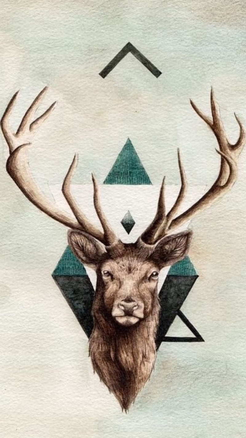 Tribal Elk Head, animals, elk, tribal, HD phone wallpaper