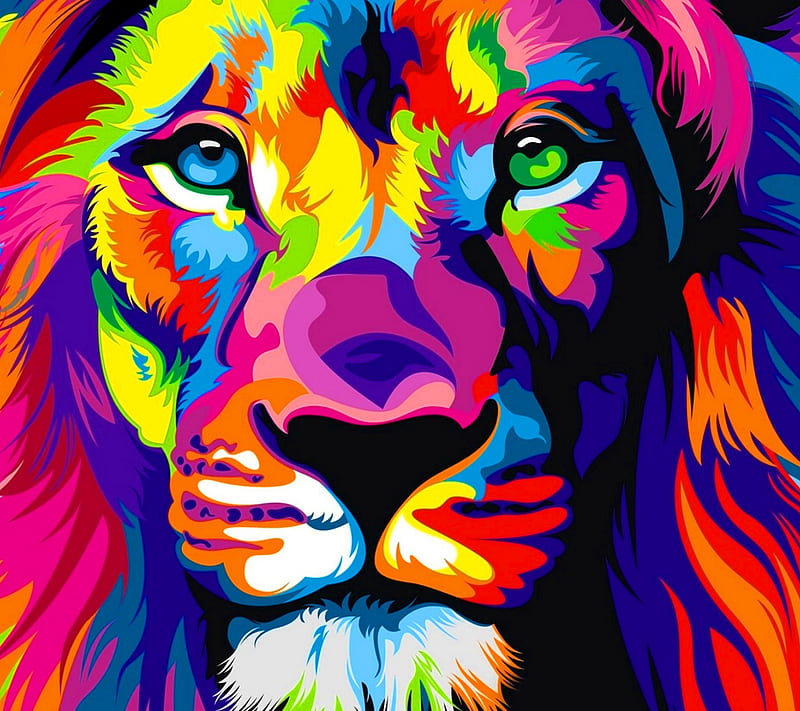 Lion Abstract, 2016, awesome, colorful love, new, HD wallpaper