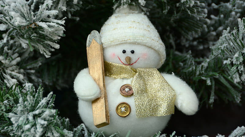 Christmas Snowman Toy With Wooden Stick Snowman, HD wallpaper