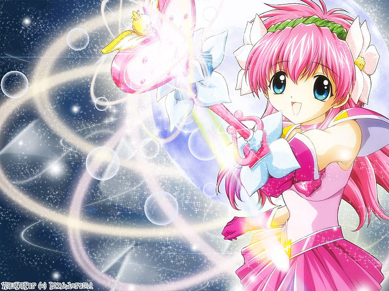 Magical Milfeulle, galaxy angel, anime, heart, pink wand, milfeulle, HD wallpaper