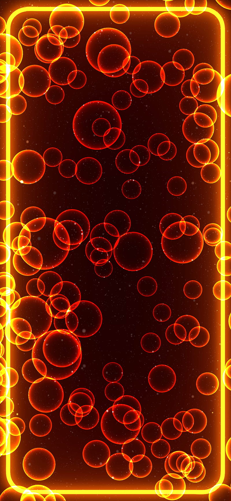 Orange Bubble Frame, amoled, border, glass, glow, neon, oled, water, HD phone wallpaper