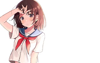 white background, school uniform, big boobs, boobs, tie, anime girl, anime,  pantyhose, 2555x3000 HD Phone Wallpaper