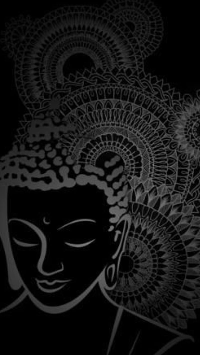 Buddha  Lord buddha wallpapers Line art images Black and blue wallpaper