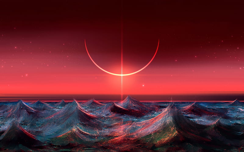 Oceal Eclipse, , artist, artwork, digital-art, HD wallpaper