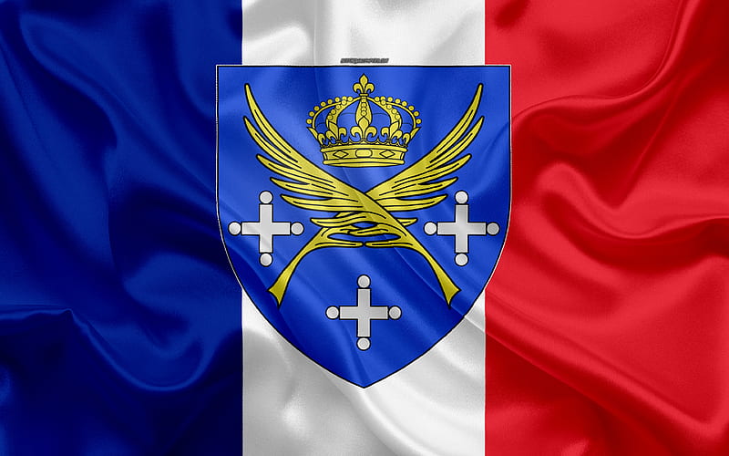 Coat of Saint-Etienne, 4к, Flag of France, silk texture, French city, Saint-Etienne, France, symbolism, French flag, Europe, Flag of Saint-Etienne, HD wallpaper