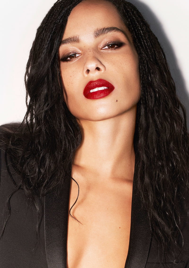 Zoë Kravitz, women, actress, model, ebony, brunette, lipstick, red lipstick, HD phone wallpaper