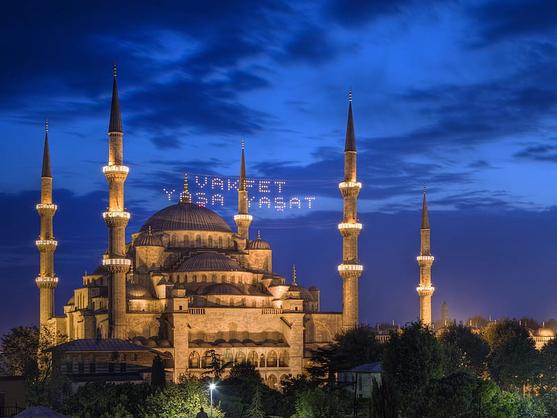 Night, Architecture, Turkey, Mosque, Religious, Hagia Sophia, Mosques, HD wallpaper