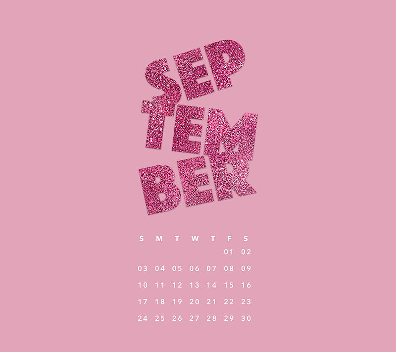 Pink Glitter, sept, september, calendar, cal, HD wallpaper
