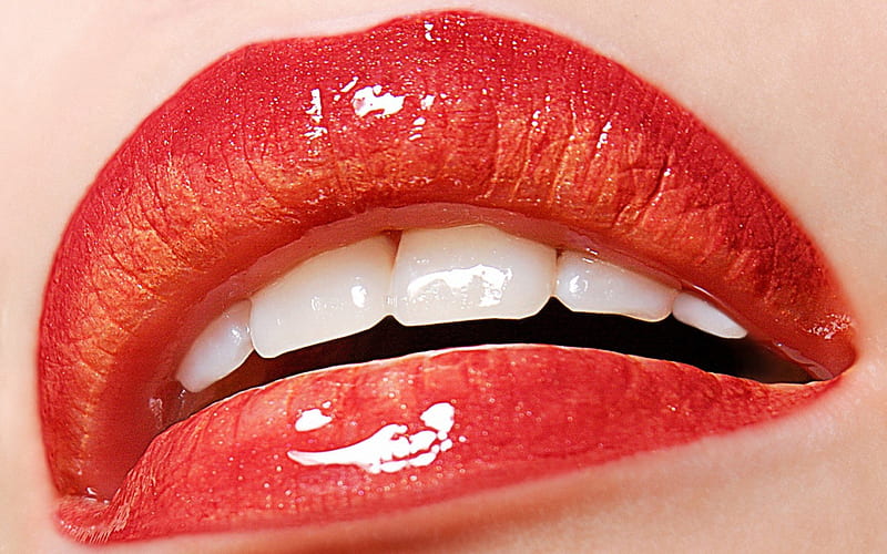 Glossy lips, red, glossy, mouth, girl, lips, woman, lipstick, HD wallpaper