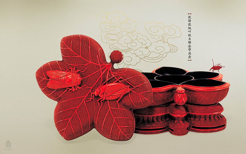 Qianlong section seat box with lacquered Maple Leaf Qiuchong, HD wallpaper