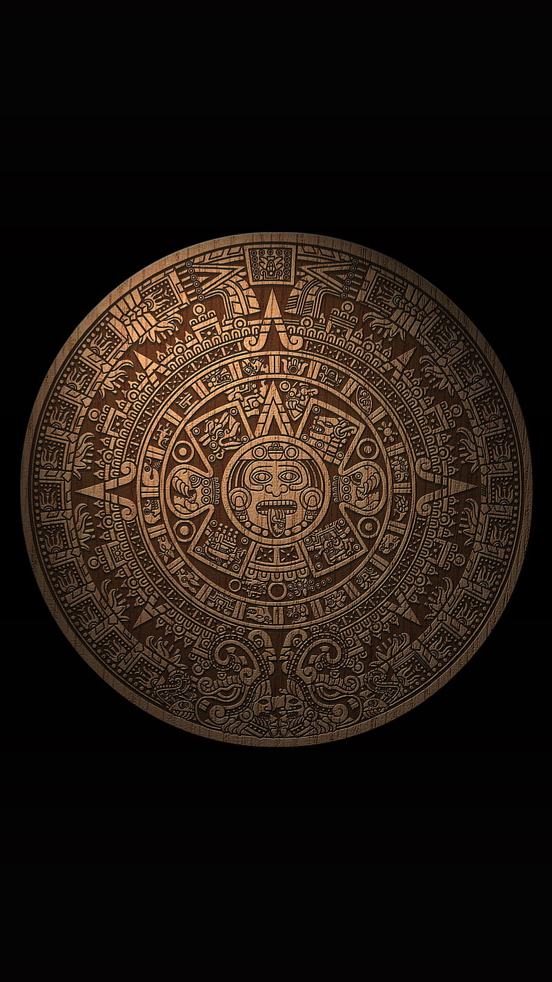 Maya calendar wood, america, aztec, black, dark, native, ornament,  spiritual, HD phone wallpaper | Peakpx