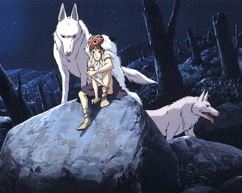 Princess Mononoke -San, action, forest spirit, wolf girl, love, animal gods, HD wallpaper