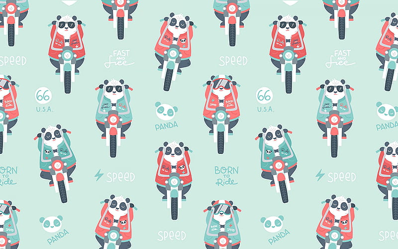 texture with pandas, retro background with pandas, background with animals, panda texture, animals background, HD wallpaper