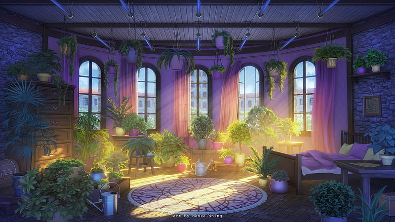Anime, Room, Pot Plant, Sunbeam, HD wallpaper