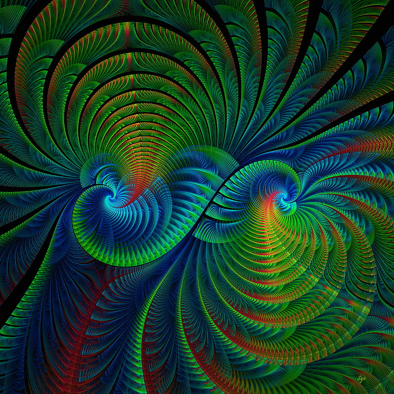 fractal, swirling, curvy, colorful, abstraction, HD phone wallpaper