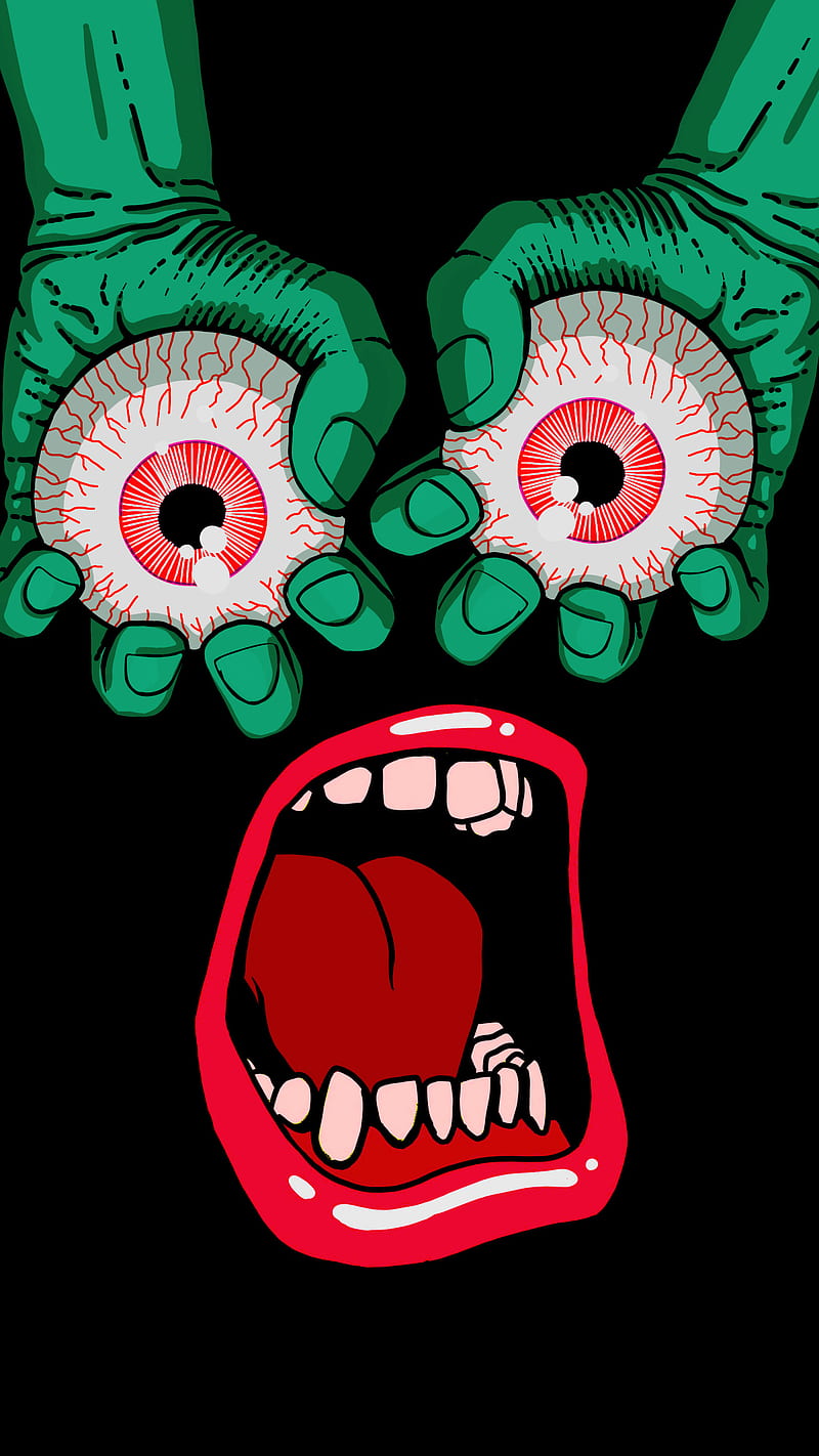 Scream!, Face, amoled, funny, halloween, oled, scary, scream, weird, HD phone wallpaper
