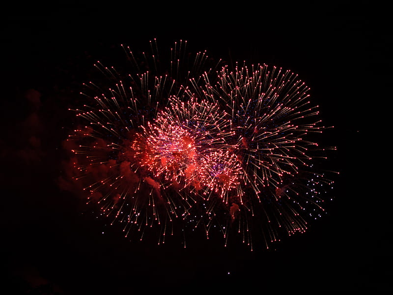 fireworks, sparks, red, celebration, HD wallpaper