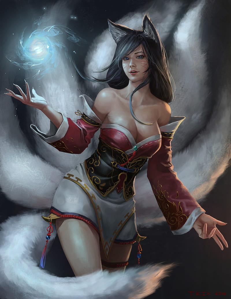 League of Legends, Ahri, fantasy girl, 2016 (Year), PC gaming, anime girls,  boobs, HD phone wallpaper | Peakpx