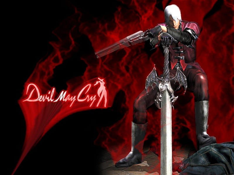 Wallpaper guns, sword, Dante, DMC, red coat, Dante, game