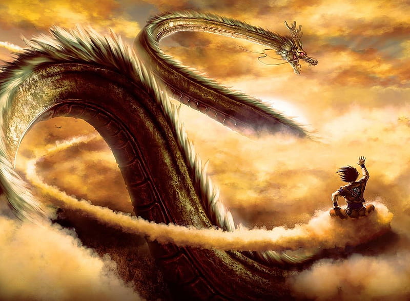 Dragon Ball Z, ball, cloud, dragao, dragon, goku, nuvem, HD wallpaper