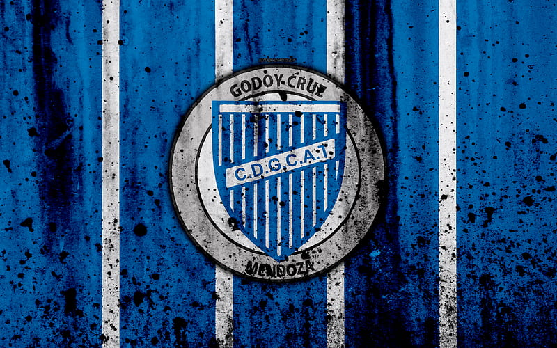 FC Godoy Cruz, grunge, Superliga, soccer, Argentina, logo, Godoy Cruz, football club, stone texture, Godoy Cruz FC, HD wallpaper