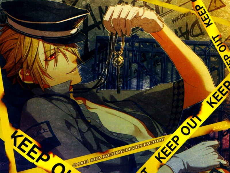 Just Chilling, amnesia, necklace, orange eyes, hat, cute, short hair, yellow hair, boy, cool, keep out, toma, anime, HD wallpaper
