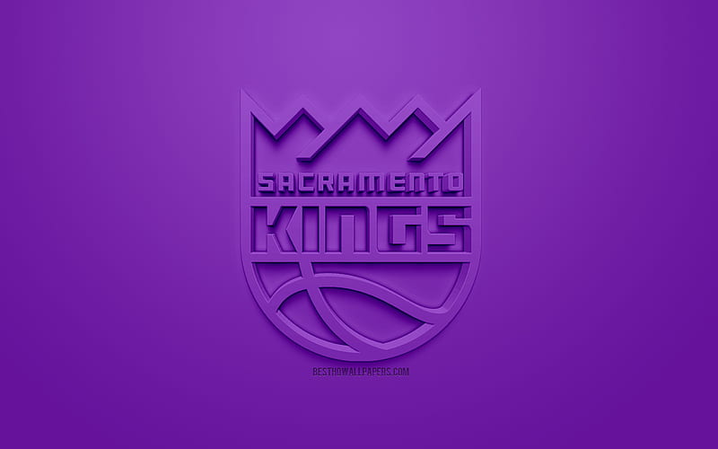 Sacramento Kings, creative 3D logo, purple background, 3d emblem, American basketball club, NBA, Sacramento, California, USA, National Basketball Association, 3d art, basketball, 3d logo, HD wallpaper