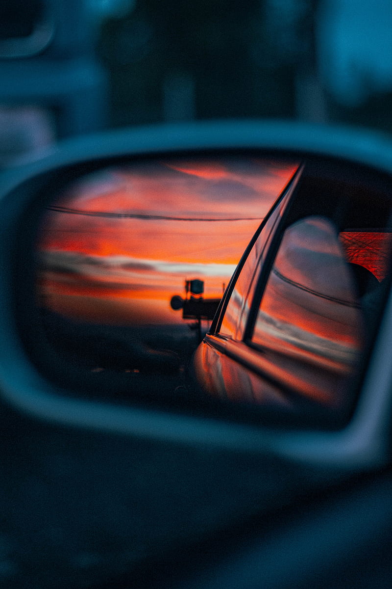 Sunset, car, man, mercedes, reflection, road, sky, travel, trip, HD phone wallpaper